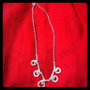Sparkly silver plated with clear stones necklace